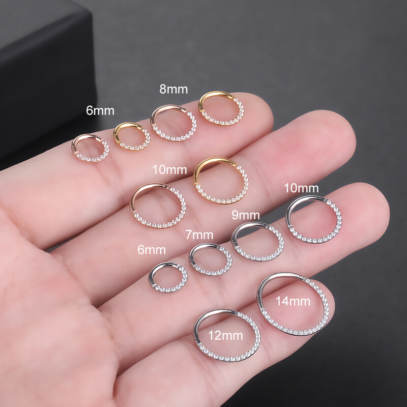 14G/16G/18G titánové krúžky do nosa G23 s kĺbovým segmentom, náušnice s helixom, piercing do chrupavky a tragusu, septum, kliker.