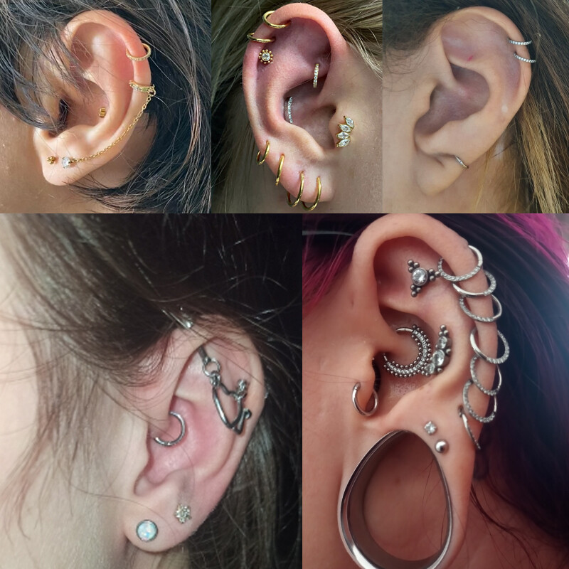 14G/16G/18G titánové krúžky do nosa G23 s kĺbovým segmentom, náušnice s helixom, piercing do chrupavky a tragusu, septum, kliker.