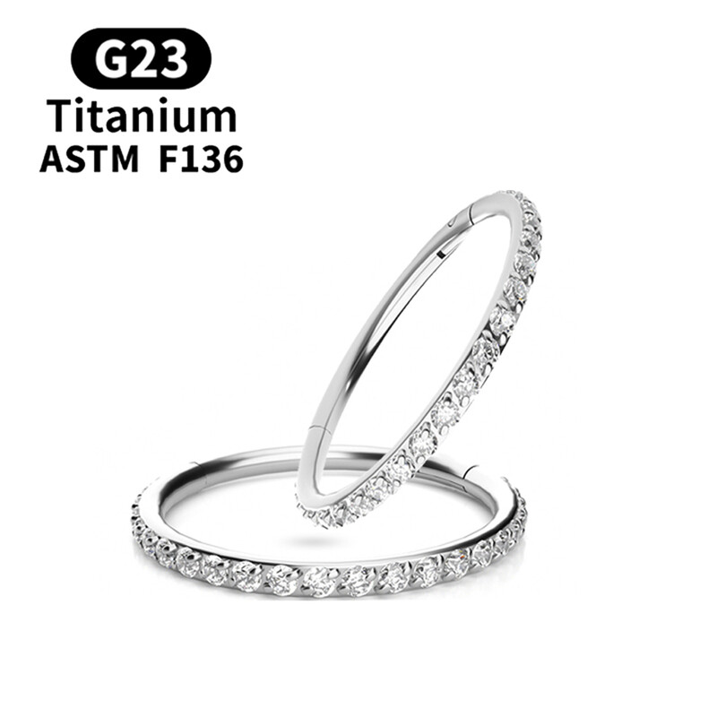 18G/16G Cercei rotunzi pentru femei G23 F136 Inel de titan pentru nas Balama Clicker Inel pentru nas cu diafragmă deschisă Bijuterii piercing pentru damă la modă