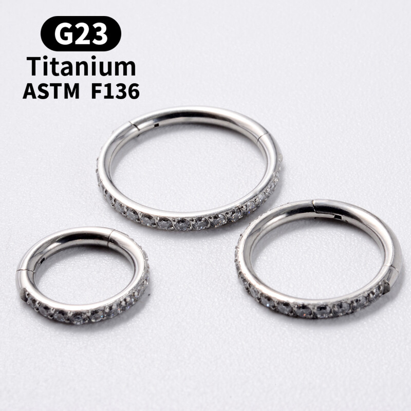 18G/16G Cercei rotunzi pentru femei G23 F136 Inel de titan pentru nas Balama Clicker Inel pentru nas cu diafragmă deschisă Bijuterii piercing pentru damă la modă