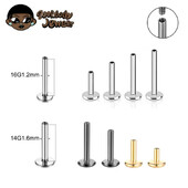 10 ks G23 titánové labret 16G 18G 4/14mm tyč s vnútorným závitom, septum, ušné pery, piercing do nosa, tragus, doplnky do tela, šperky