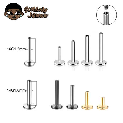 10 DB G23 Titanium Labret 16G 18G 4/14mm rúd belső menetdugó Septum Fül ajkak Orrpiercing Tragus testékszer kiegészítők