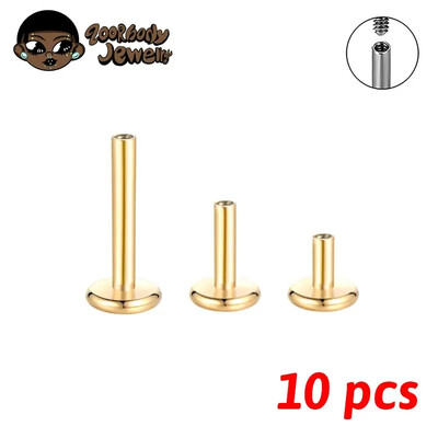 10 ks G23 titánové labret 16G 18G 4/14mm tyč s vnútorným závitom, septum, ušné pery, piercing do nosa, tragus, doplnky do tela, šperky