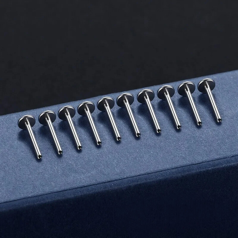 10 ks G23 titánové labret 16G 18G 4/14mm tyč s vnútorným závitom, septum, ušné pery, piercing do nosa, tragus, doplnky do tela, šperky