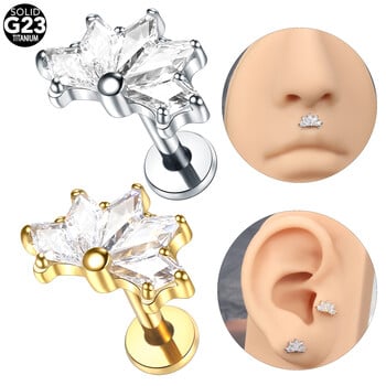 1 τμχ Titanium Zircon Labret Piercings Lip Rings Χρυσό Χρώμα CZ Σκουλαρίκι χόνδρου Helix Lobe Conch Stud Piercings Γυναικεία κοσμήματα 16G