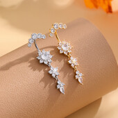 Arany színű, rozsdamentes acél köldök gyűrű, hosszú lógó virág CZ kristály köldök haspiercing gyűrűk nőknek szexi ékszerek