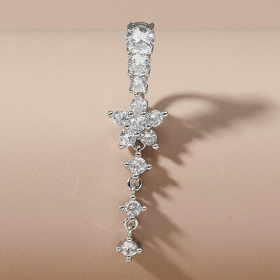 Arany színű, rozsdamentes acél köldök gyűrű, hosszú lógó virág CZ kristály köldök haspiercing gyűrűk nőknek szexi ékszerek