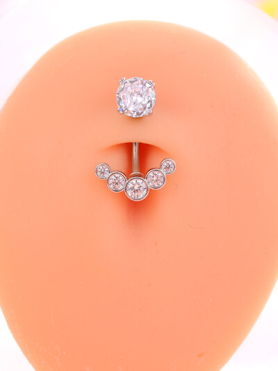 Arany színű, rozsdamentes acél köldök gyűrű, hosszú lógó virág CZ kristály köldök haspiercing gyűrűk nőknek szexi ékszerek