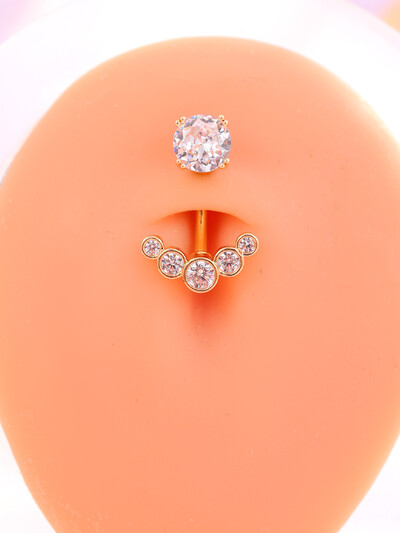 Arany színű, rozsdamentes acél köldök gyűrű, hosszú lógó virág CZ kristály köldök haspiercing gyűrűk nőknek szexi ékszerek