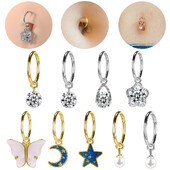 Piercing do pupka z nehrdzavejúcej ocele so zirkónom, zlatý 16G, piercing do tela, kruhový, so zirkónom.