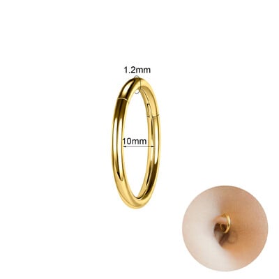 Piercing do pupka z nehrdzavejúcej ocele so zirkónom, zlatý 16G, piercing do tela, kruhový, so zirkónom.