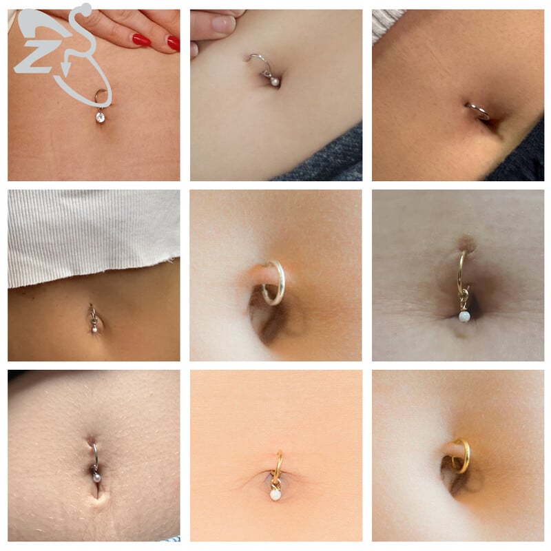 Piercing do pupka z nehrdzavejúcej ocele so zirkónom, zlatý 16G, piercing do tela, kruhový, so zirkónom.