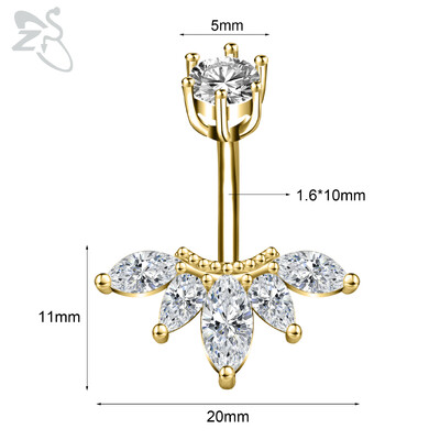 Piercing do pupka z nehrdzavejúcej ocele 14G zlatej farby s hadím srdcom a lesklým CZ krištáľom v tvare motýľa.