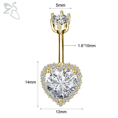 Piercing do pupka z nehrdzavejúcej ocele 14G zlatej farby s hadím srdcom a lesklým CZ krištáľom v tvare motýľa.