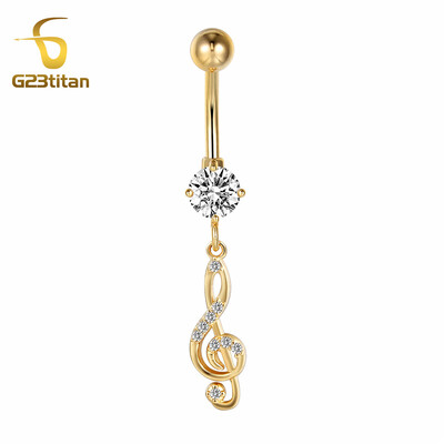 Arany színű lógó köldökfülbevaló női cirkon függő köldök gyűrű 14G sebészeti acél piercing súlyzó testékszer
