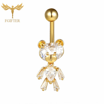 Arany színű lógó köldökfülbevaló női cirkon függő köldök gyűrű 14G sebészeti acél piercing súlyzó testékszer