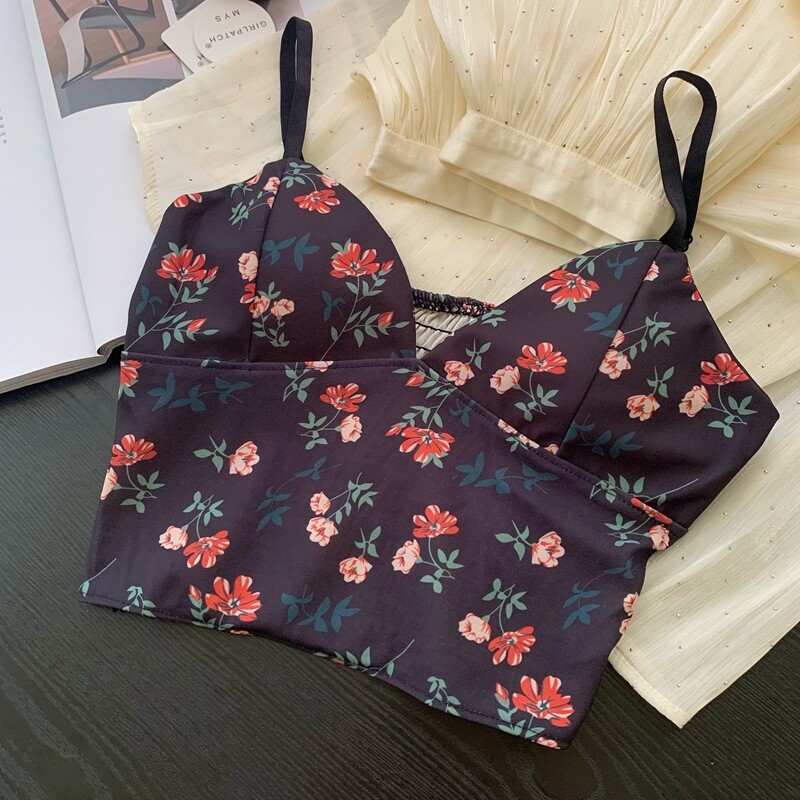 Koreai Single ~ 2024 French Sweet Flower Camisole új szexi aranyos felső kültéri viselethez