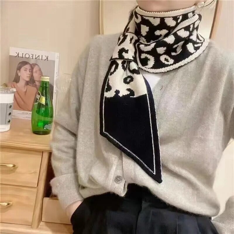 Dvojito pletená instantná šatka, módna kockovaná šatka, dámska jeseň/zima, hrubá teplá vonkajšia šatka na krk 110 * 11 cm