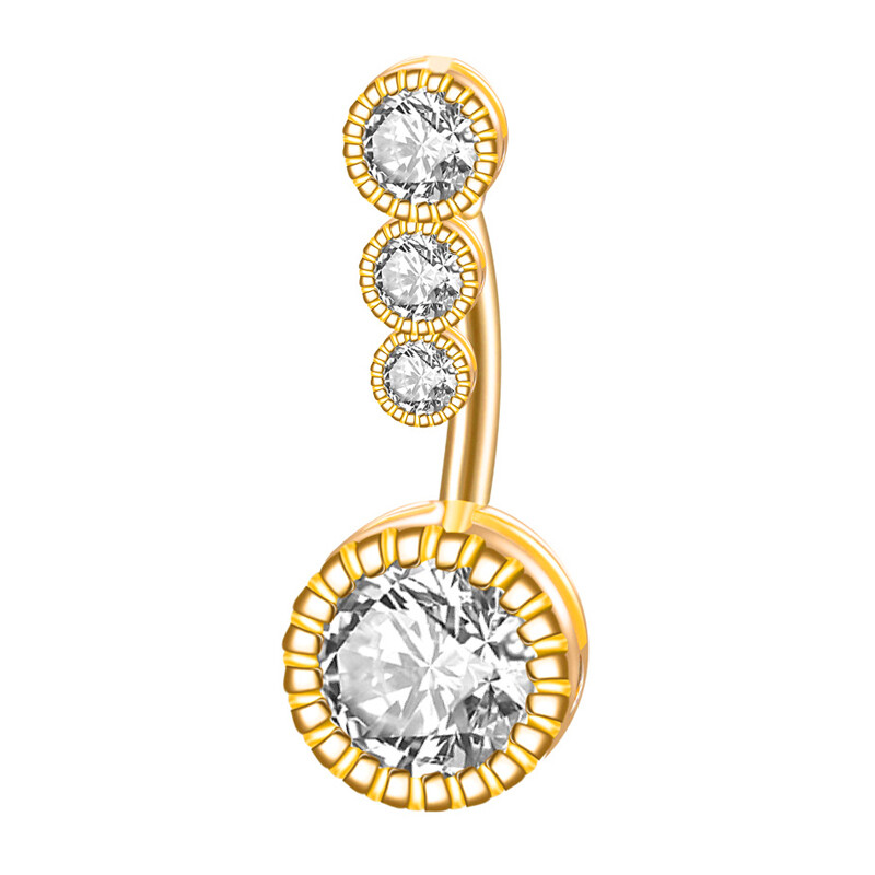 1 db Statement eper hasgyűrűk arany színű sebészeti acél piercing testékszerek szexi kristályfüggő köldökgyűrű