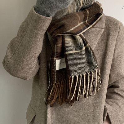 Kockás hosszú sál Téli meleg kasmír női pashmina Foulard Bandana sálak Női Luxus Hidzsáb bojt kendőtakarók 2023 Pareo