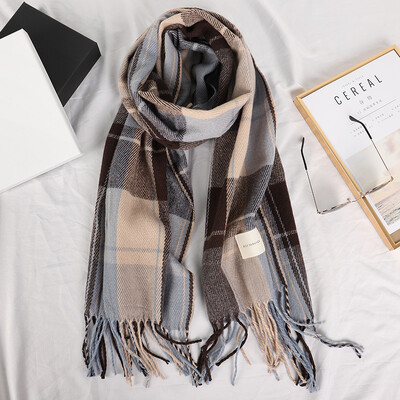 Eșarfă lungă în carouri, iarnă, caldă de cașmir, pentru femei, pashmina, foulard, bandana, eșarfe pentru femei, hijab de lux, șal cu ciucuri, învelișuri 2023 Pareo