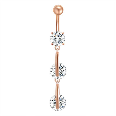 Piercing do pupka z nehrdzavejúcej ocele, 14g, visiace prstene do brucha pre ženy, opál, pozlátené ružovým zlatom