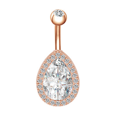 Piercing do pupka z nehrdzavejúcej ocele, 14g, visiace prstene do brucha pre ženy, opál, pozlátené ružovým zlatom