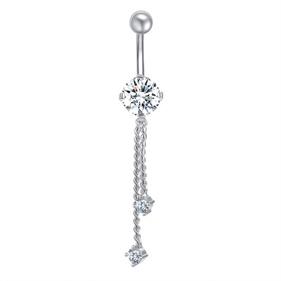 Piercing do pupka z nehrdzavejúcej ocele, 14g, visiace prstene do brucha pre ženy, opál, pozlátené ružovým zlatom