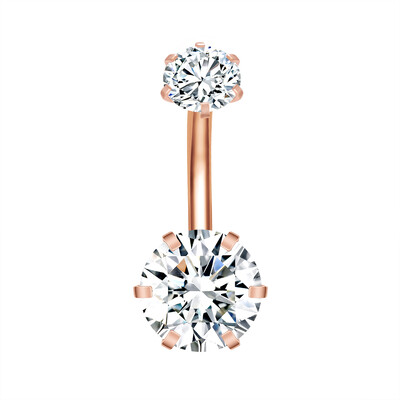 Piercing do pupka z nehrdzavejúcej ocele, 14g, visiace prstene do brucha pre ženy, opál, pozlátené ružovým zlatom