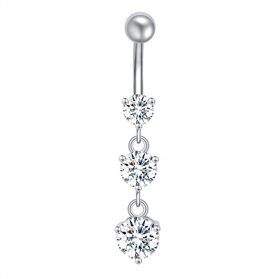 Piercing do pupka z nehrdzavejúcej ocele, 14g, visiace prstene do brucha pre ženy, opál, pozlátené ružovým zlatom