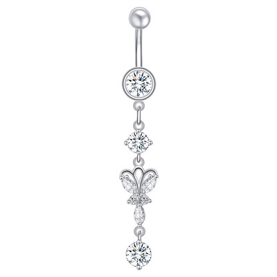 Piercing do pupka z nehrdzavejúcej ocele, 14g, visiace prstene do brucha pre ženy, opál, pozlátené ružovým zlatom