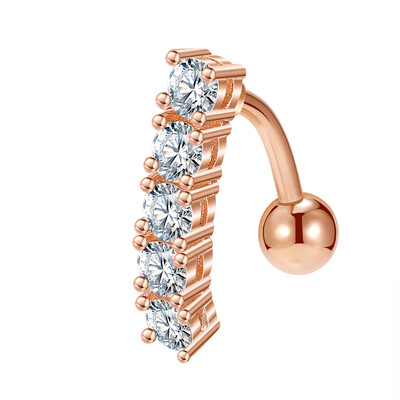 Piercing do pupka z nehrdzavejúcej ocele, 14g, visiace prstene do brucha pre ženy, opál, pozlátené ružovým zlatom