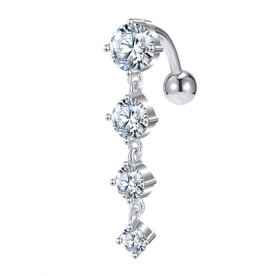 Piercing do pupka z nehrdzavejúcej ocele, 14g, visiace prstene do brucha pre ženy, opál, pozlátené ružovým zlatom