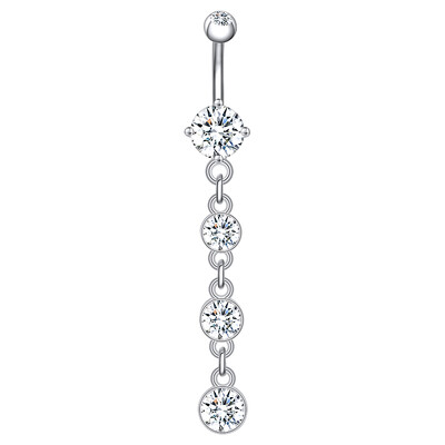 Piercing do pupka z nehrdzavejúcej ocele, 14g, visiace prstene do brucha pre ženy, opál, pozlátené ružovým zlatom