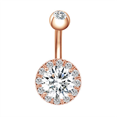 Piercing do pupka z nehrdzavejúcej ocele, 14g, visiace prstene do brucha pre ženy, opál, pozlátené ružovým zlatom