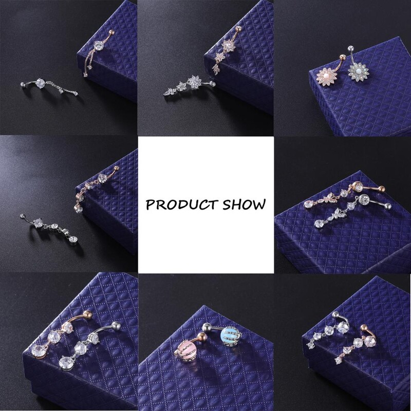 Piercing do pupka z nehrdzavejúcej ocele, 14g, visiace prstene do brucha pre ženy, opál, pozlátené ružovým zlatom