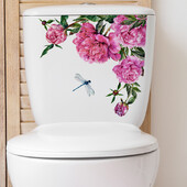 1 db virág WC matrica WC PVC művészeti falfestmény öntapadó falmatrica fürdőszoba nappali lakberendezési WC fedőmatrica