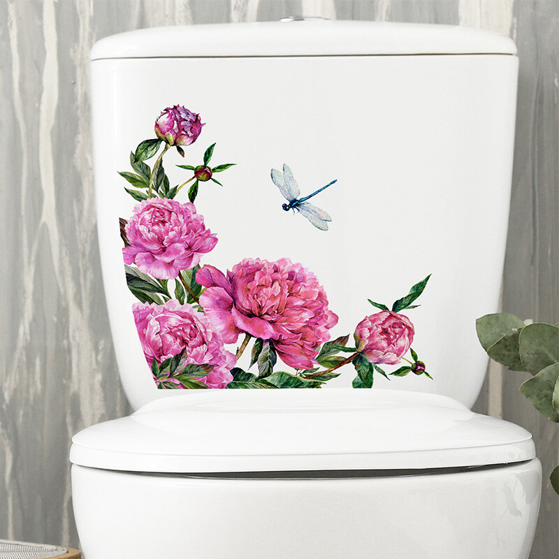 1 db virág WC matrica WC PVC művészeti falfestmény öntapadó falmatrica fürdőszoba nappali lakberendezési WC fedőmatrica