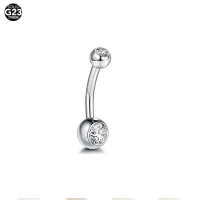 1db G23 titán 14G arany színű köldök gyűrűk, köldök Nombril piercing CZ drágakő 6/8/10/12mm rúd haspiercing szexi ékszer