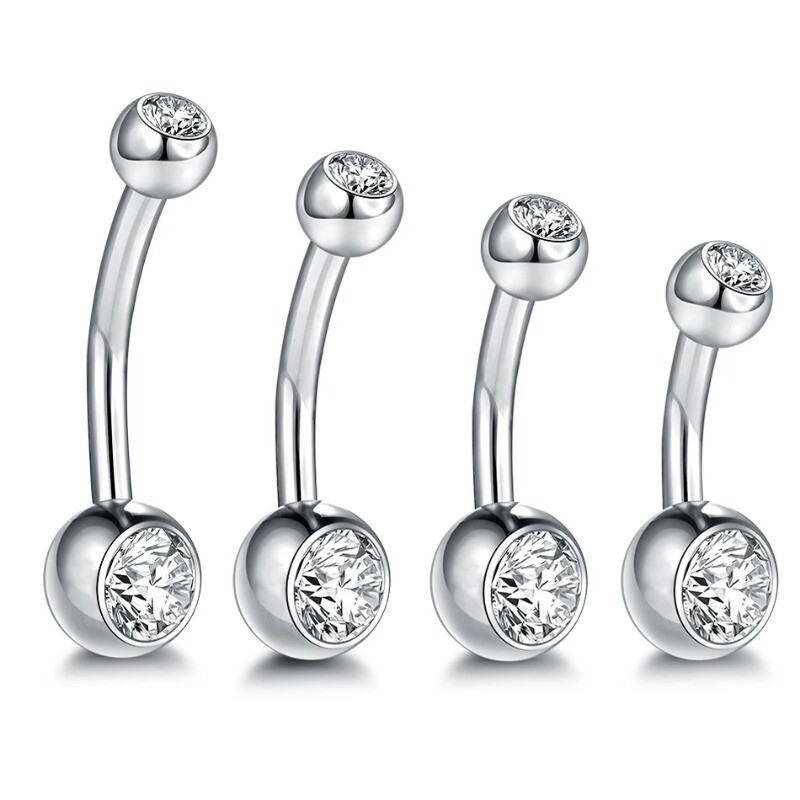 1db G23 titán 14G arany színű köldök gyűrűk, köldök Nombril piercing CZ drágakő 6/8/10/12mm rúd haspiercing szexi ékszer