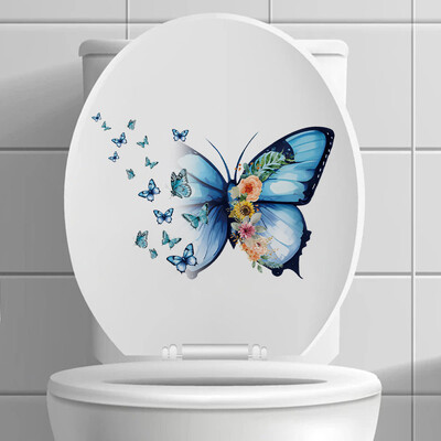 Plante de apă Frunze Autocol de toaletă Autocolant de perete de baie Broaște țestoase WC Autocolante murale autoadezive Decalcomanii pentru decorarea casei