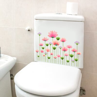 Plante de apă Frunze Autocol de toaletă Autocolant de perete de baie Broaște țestoase WC Autocolante murale autoadezive Decalcomanii pentru decorarea casei