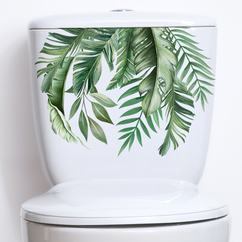 Plante de apă Frunze Autocol de toaletă Autocolant de perete de baie Broaște țestoase WC Autocolante murale autoadezive Decalcomanii pentru decorarea casei