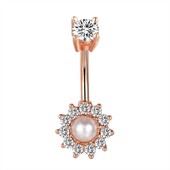 Biserni prstenovi za pupak Ružičasto zlatne naušnice za pupak Žene Djevojke Ružičasti gotički nakit 14G Uteg za piercing od kirurškog čelika