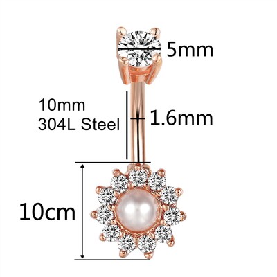 Biserni prstenovi za pupak Ružičasto zlatne naušnice za pupak Žene Djevojke Ružičasti gotički nakit 14G Uteg za piercing od kirurškog čelika