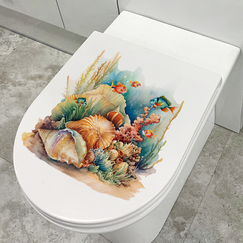 T743#Underwater World Sticker de perete Baie WC Decor Living Dulap Decor Home Decor Decals Înfrumusețează Mural autoadeziv