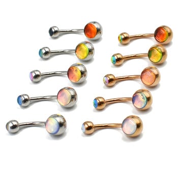 5 ΤΕΜ. Flicker Bling Glitter Opal Belly Αφαλό Δαχτυλίδι Αφαλός Piercing ατσάλι Χρυσό Χρώμα Ombligo Body Piercing Jewelry