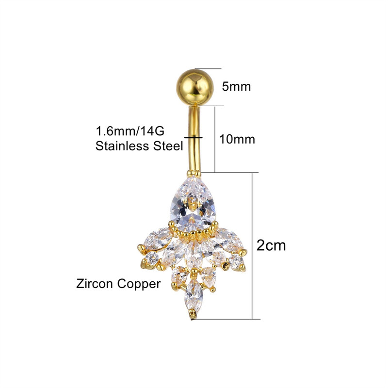 Prabangūs krištoliniai cirkonio sagos žiedai 14G 10mm nerūdijančio plieno strypas, bambos auskarų vėrimas moterims, papuošalai kūnui aukso sidabro spalva