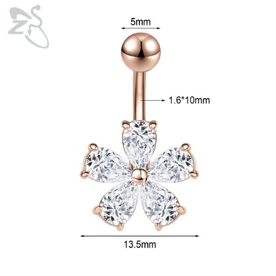 Piercing do pupka z nehrdzavejúcej ocele s motýľom a srdcom, 14G, ružovo-zlatý, s motýľom a srdcom, piercing do pupka.