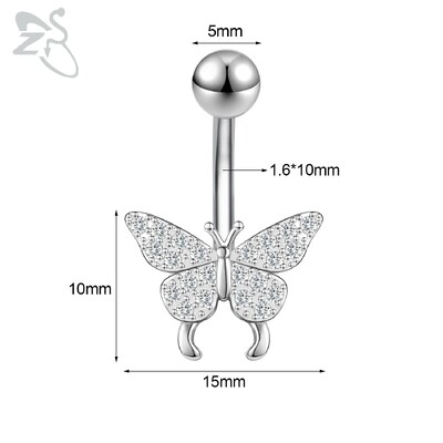 Piercing do pupka z nehrdzavejúcej ocele s motýľom a srdcom, 14G, ružovo-zlatý, s motýľom a srdcom, piercing do pupka.